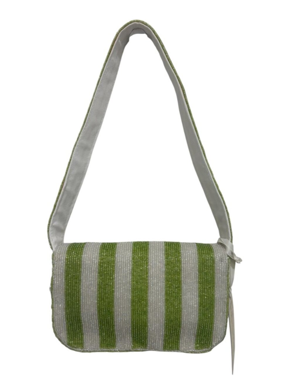 Hand Made In India Beaded Bag Floral Tulip Flower Striped NWT - Picture 3 of 5